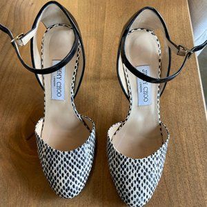 Jimmy Choo Black/White 3 & 3/4 in Stiletto Pumps